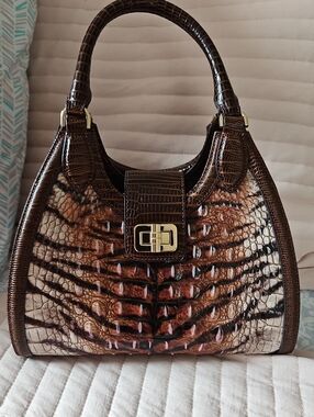 Brahmin Feline Hermosa Adrian Brown and Cream New